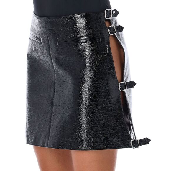 Structured Mini Skirt with Unique Buckle Adjustments - Picture 3 of 3